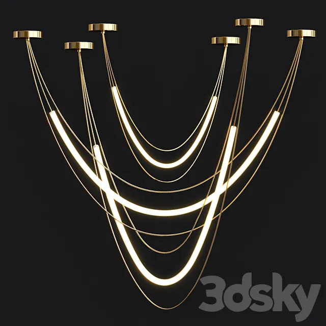 Geometric LED Line Chandelier 2 3D Model