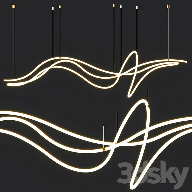 Geometric LED Line Chandelier 3DModel