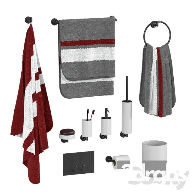 Gessi Anello Bathroom Accessory Set 3D Model Free