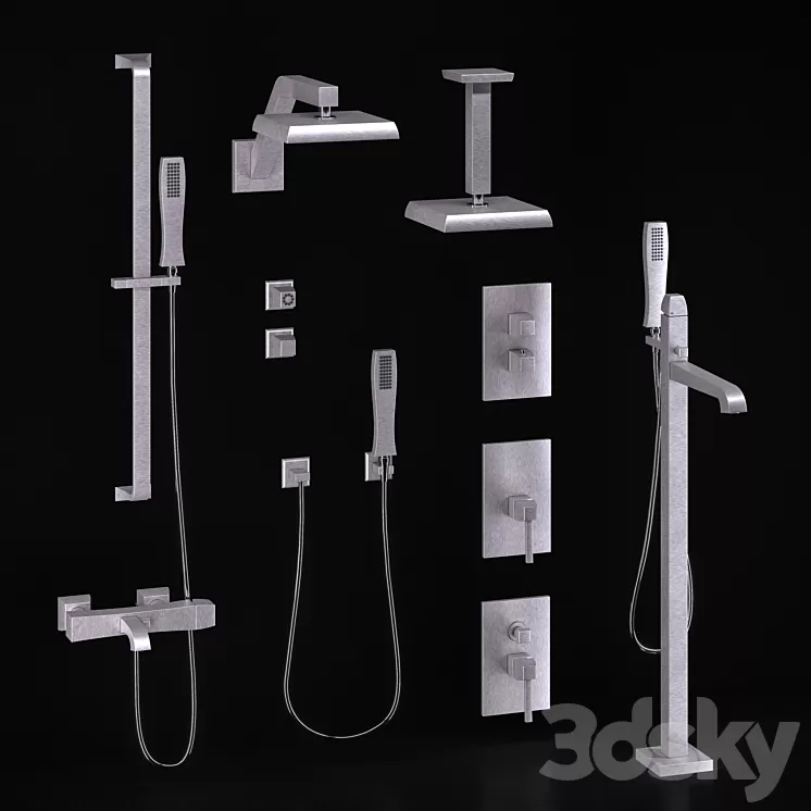 Gessi Mimi faucets for shower and bath 3D Model