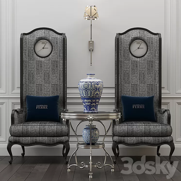 Gianfranco Ferre Home Big ben chair and Covent table 3D Model Free