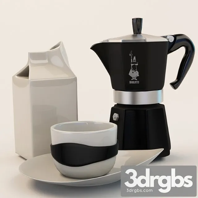 Gieisiernaya Coffee Maker Milk Jug and Cup 1 3D Model Free