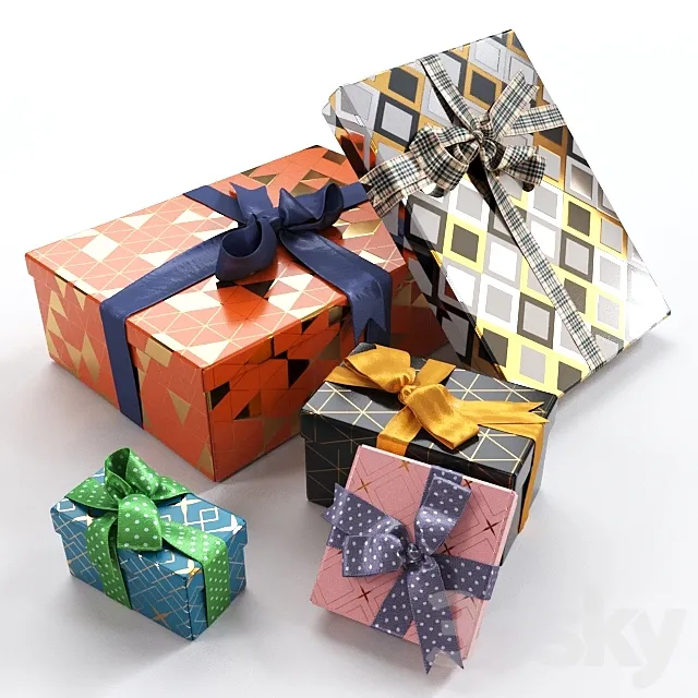 Gift boxes with bows part 4 3D Model