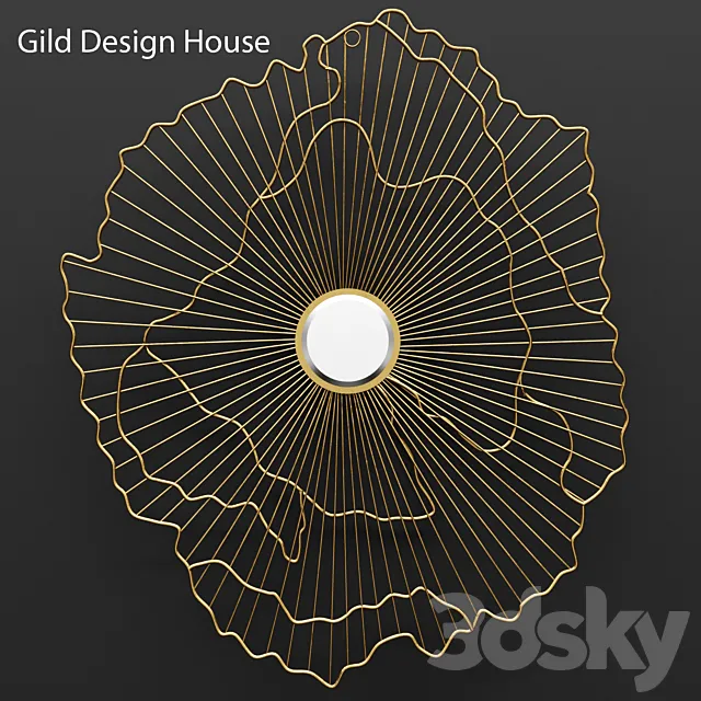 Gild Rachel Wall Mirror. mirror. sun. abstraction. gold. luxury. metal. wall decor 3DModel