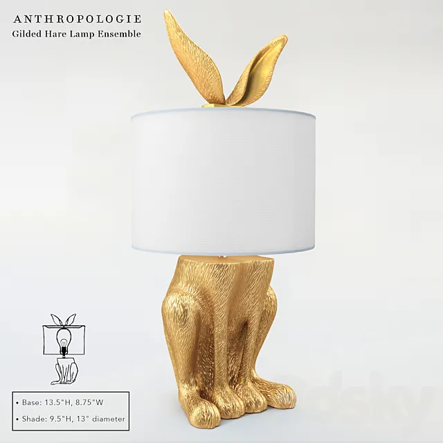 Gilded Hare Lamp Ensemble 3DModel