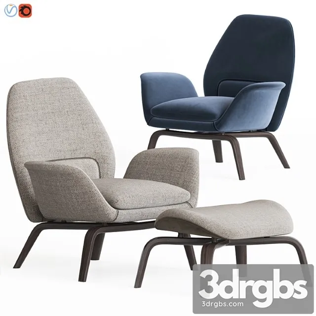Gilliam armchair & ottoman set by minotti 3D Model Free