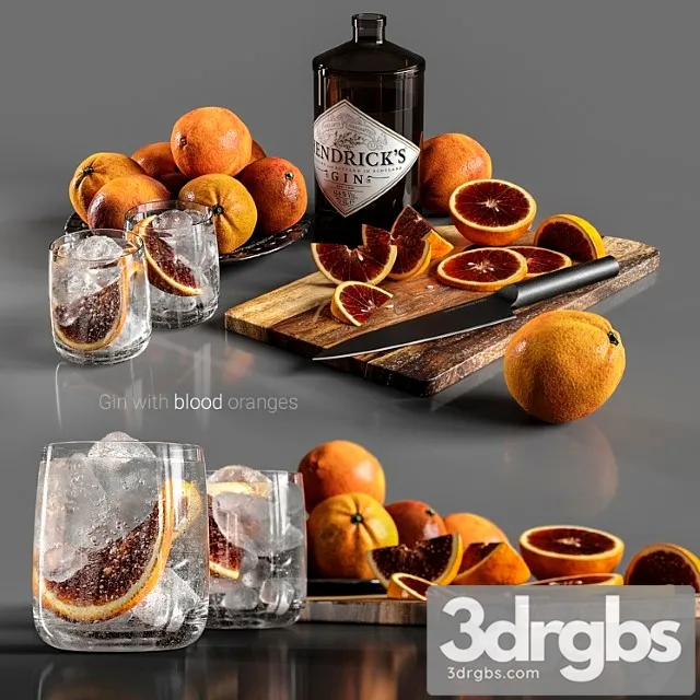 Gin with blood oranges 3D Model Free
