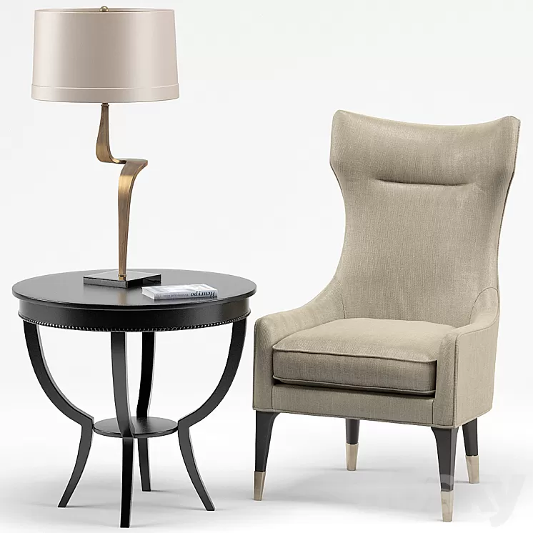 Gina Chair Thad Lamp Scheffield Round End Table 3D Model