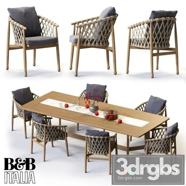 Ginestra Rectangular Table and Chair 3D Model Free