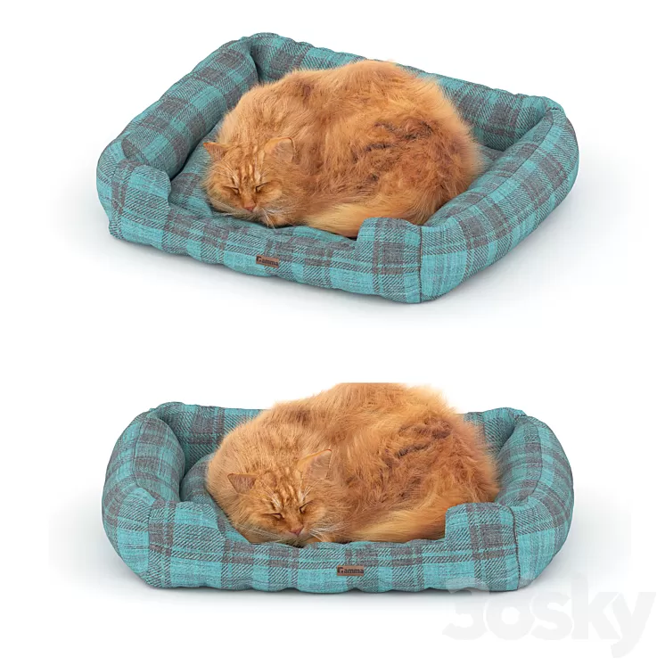 Ginger cat on the bed 3D Model Free