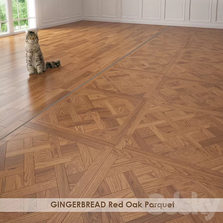 GINGERBREAD Red Oak Parquet Versailles 3D Model