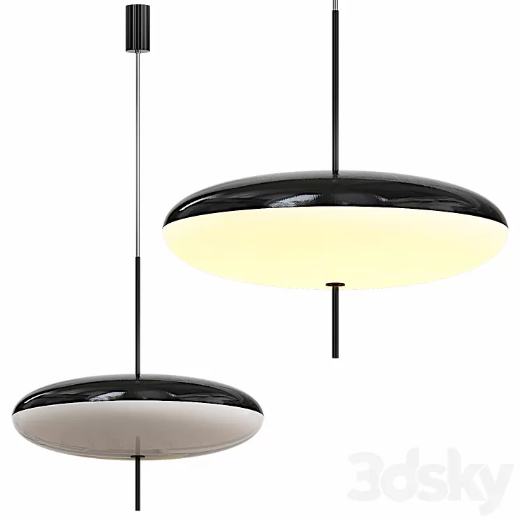 Gino Sarfatti Model No. 2065 Ceiling Light in Black and White 3D Model