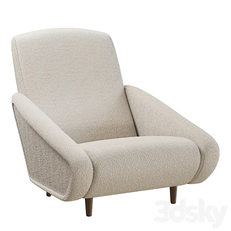 Gio Ponti 807 Style Pair of Armchairs in Wool 3D Model Free