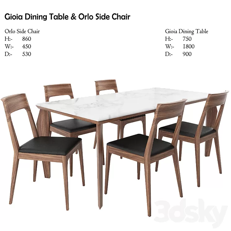Gioia Dining Table & Orlo Side Chair 3D Model