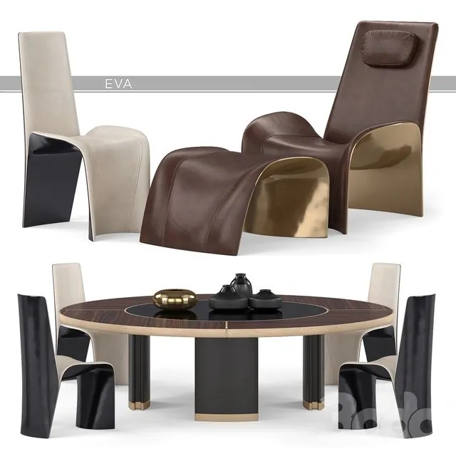 Giorgetti Eva Chairs and Gordon Table 3D Model