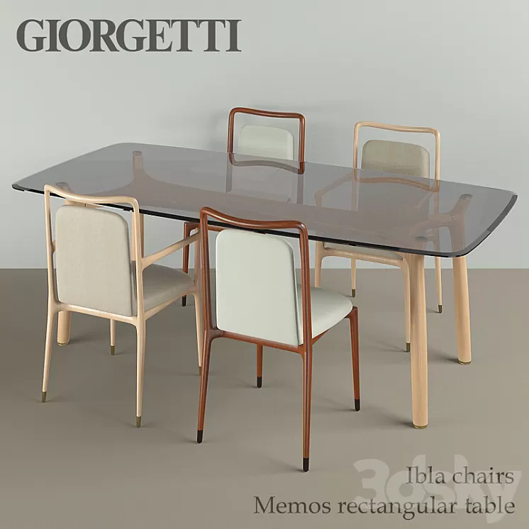 Giorgetti ibla chairs & memos rectangular table 3D Model