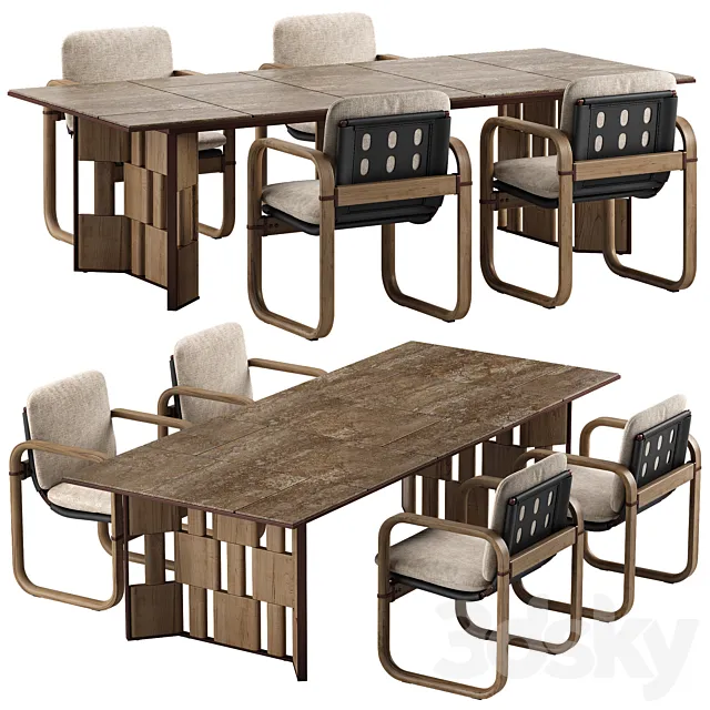 Giorgetti Loop chair Break table set 3DModel