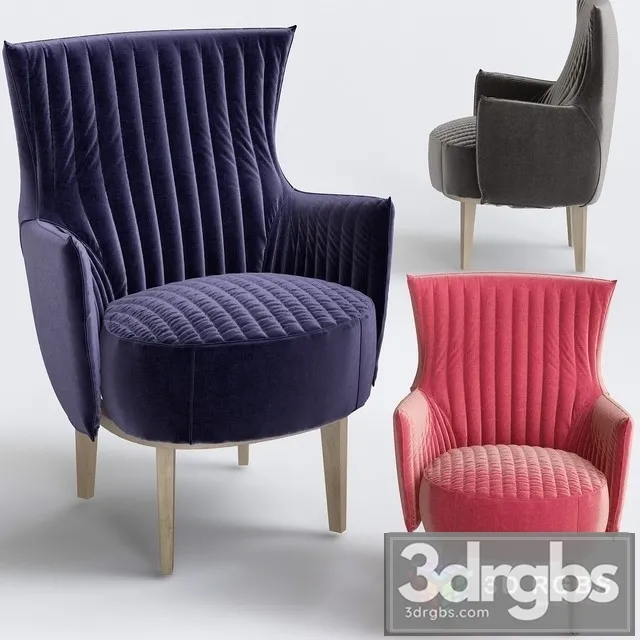 Giorgetti Moon Bench Wood Armchair 3D Model Free