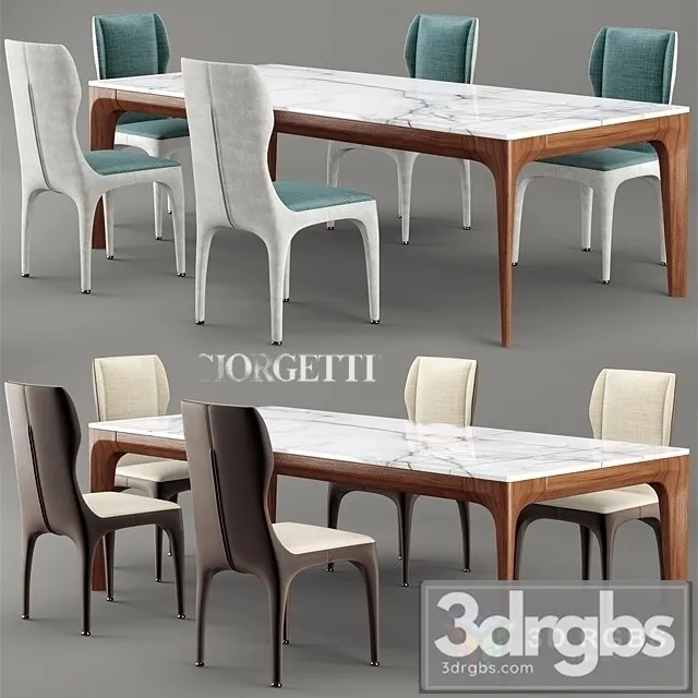 Giorgetti Tiche Dining Chair and Table 3D Model Free