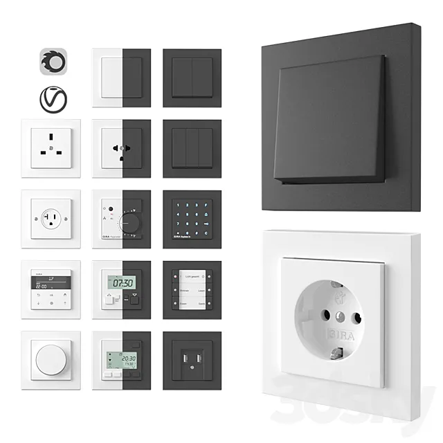 Gira E2 normal installation 3D Model