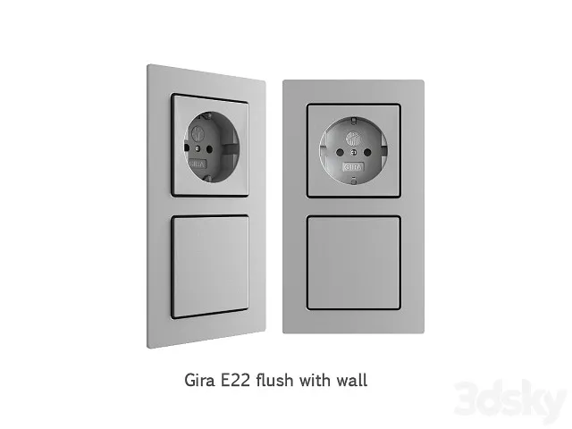 Gira E22 Flush With Wall 3D Model Free