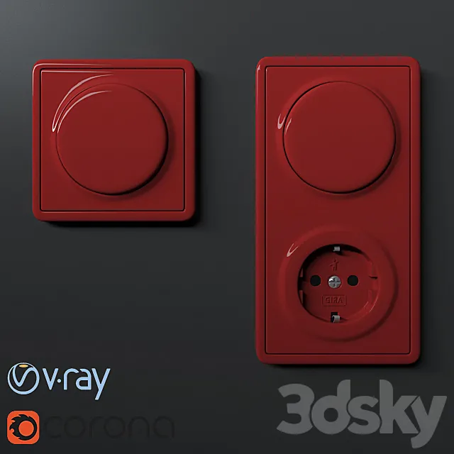 Gira S-Color switch-socket 3D Model