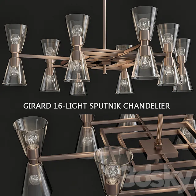 Girard 16-Light Sputnik Chandelier 3DModel