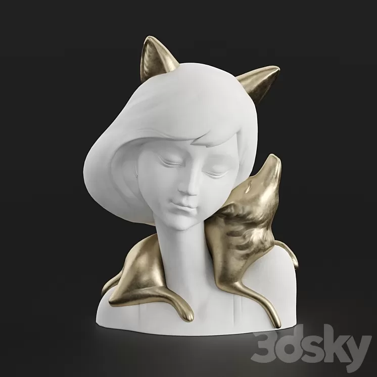Girl and fox 3D Model