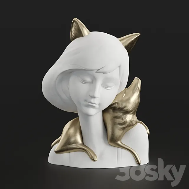 Girl and fox 3DModel