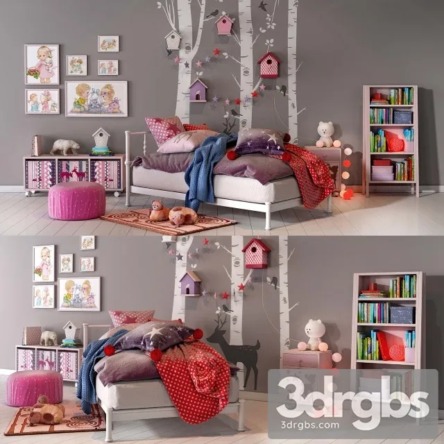 Girl Bedroom Toys Set 3D Model Free