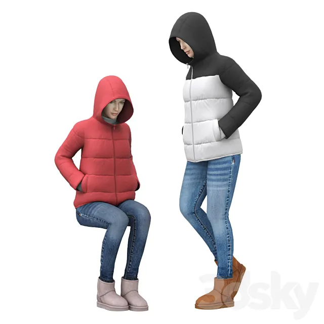 Girl in a jacket with a hood 3D Model