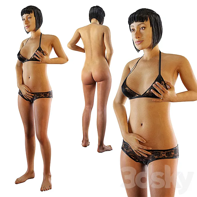 Girl in underwear 3D Model
