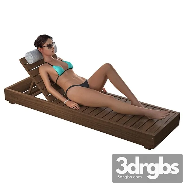 Girl On A Deck Chair 3D Model Free