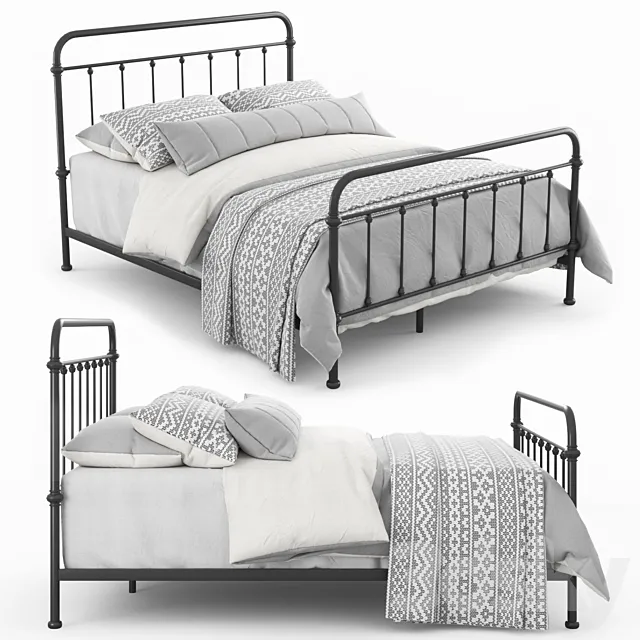 Giselle Antique Graceful Dark Bronze Victorian Iron Bed by iNSPIRE Q Classic 3D Model