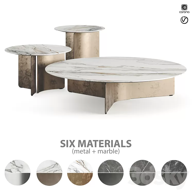 Giulio Marelli Wave 2023.2 Coffee Table 3D Model Free