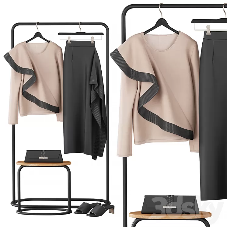 Givenchy Bluse and Skirt Set 3D Model Free