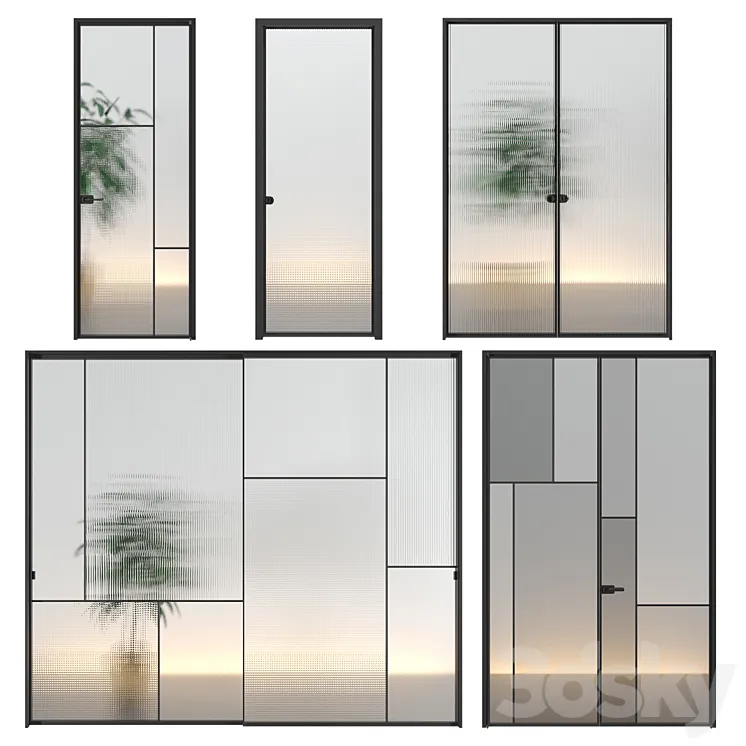 Glas Italia doors Set 01 3D Model Free