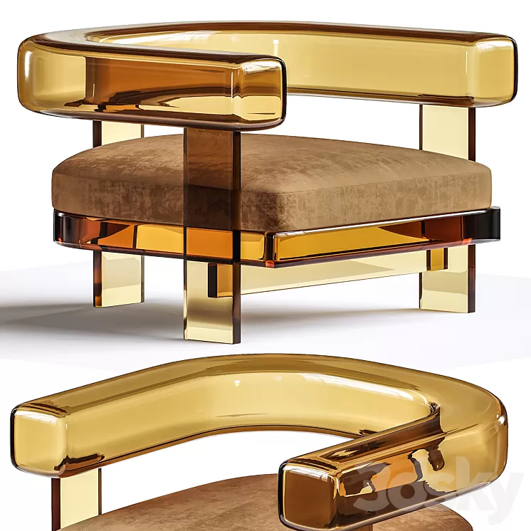 glass arm chair 3D Model Free