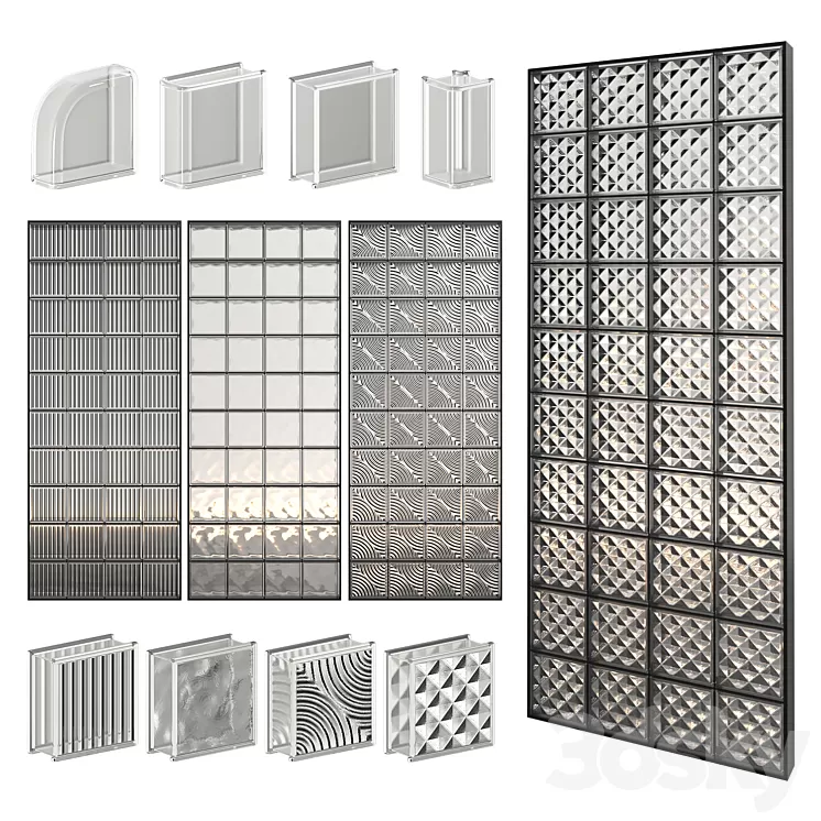 Glass Block Wall 01 3D Model
