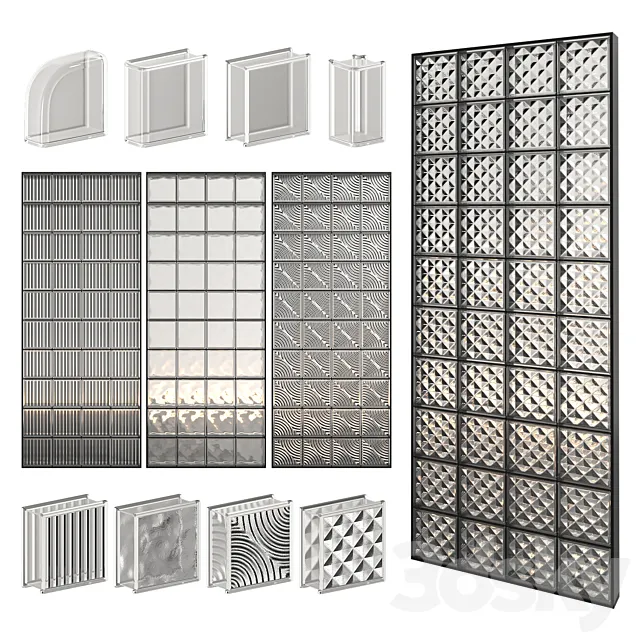 Glass Block Wall 01 3DModel