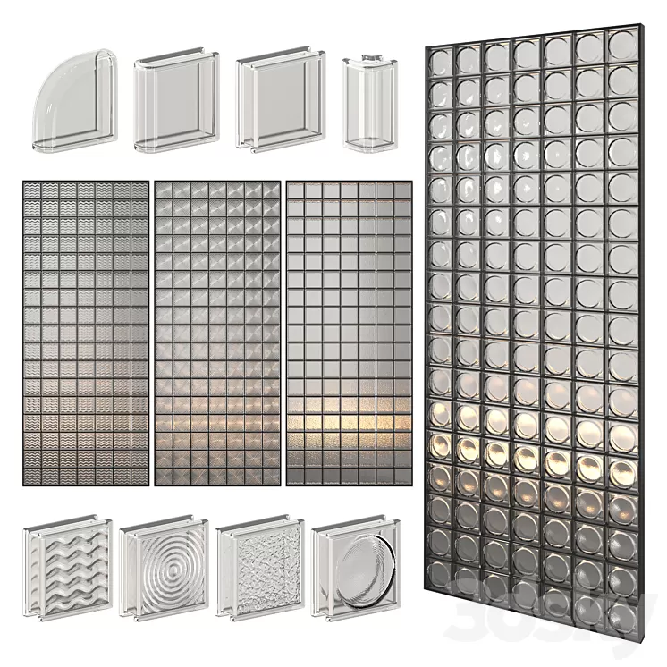 Glass Block Wall 02 3D Model