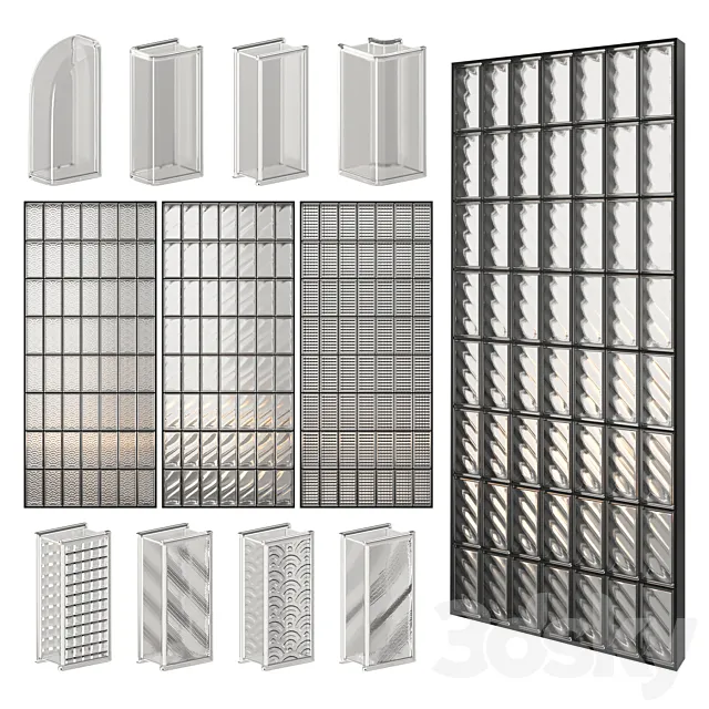 Glass Block Wall 03 3D Model