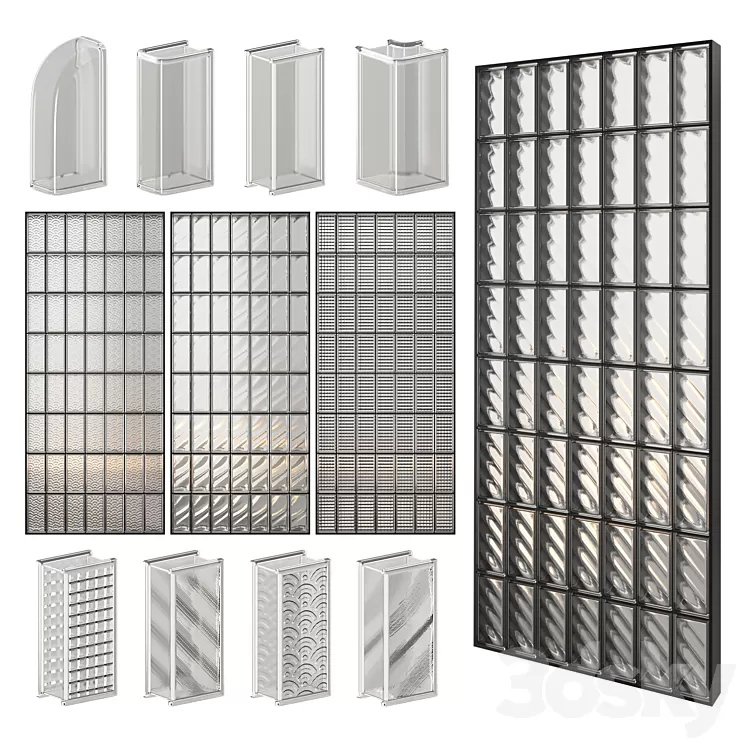 Glass Block Wall 03 3D Model