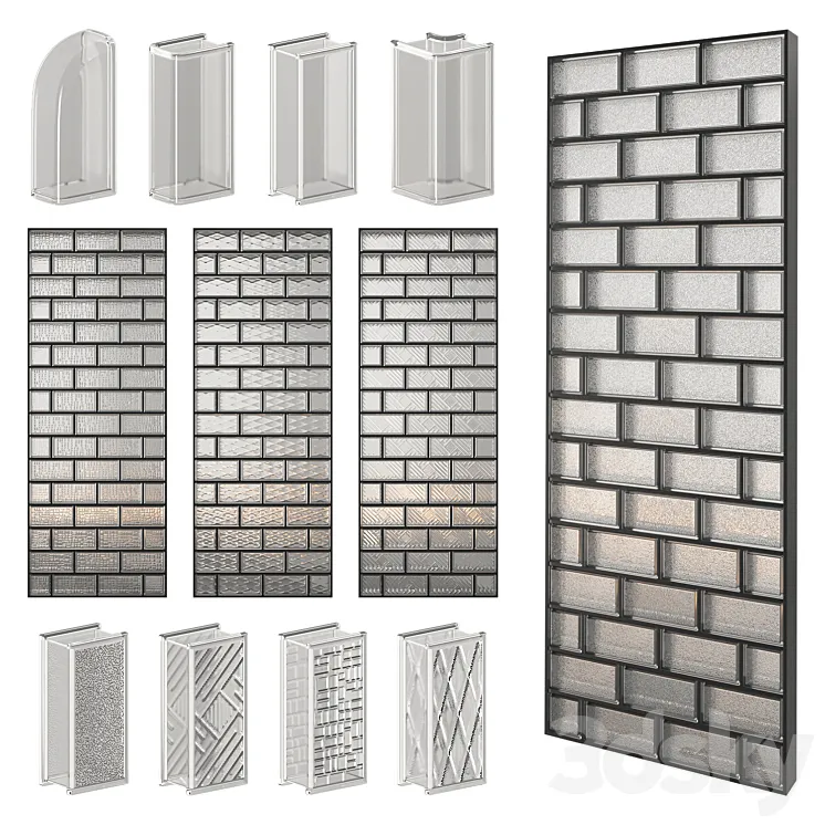Glass Block Wall 06 3D Model Free