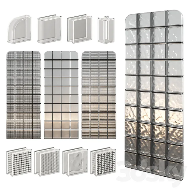 Glass Block Wall 08 3D Model
