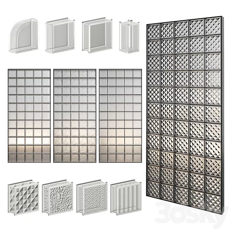 Glass Block Wall 10 3D Model