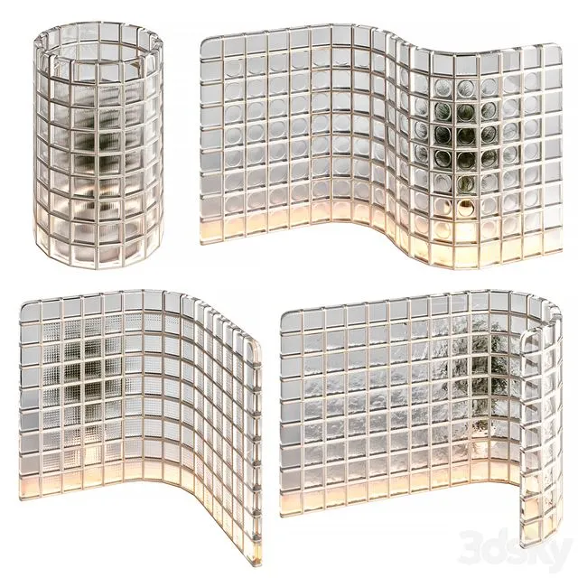 Glass Blocks Partition Zig Zag 3D Model