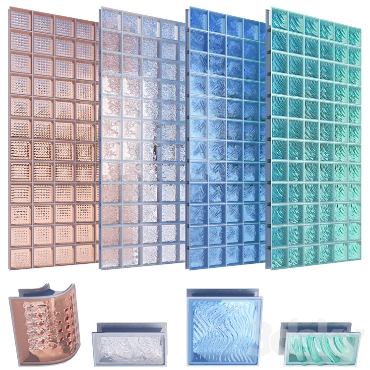 Glass blocks set 02 3D Model Free