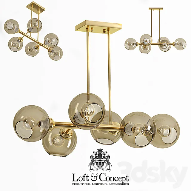 Glass Bubble Chandelier Brass Chandelier 3DModel