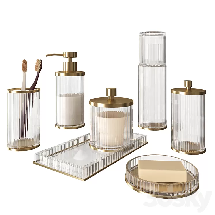 Glass decorative bathroom set 3D Model Free